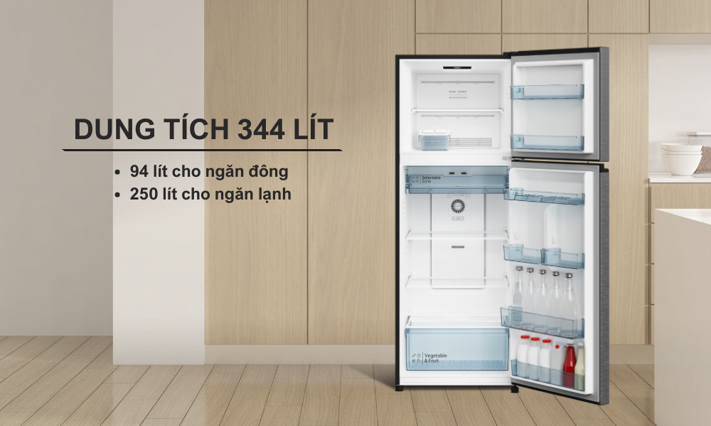 Tủ lạnh Hitachi HRTN6379SUVN sở hữu dung tích 344 lít