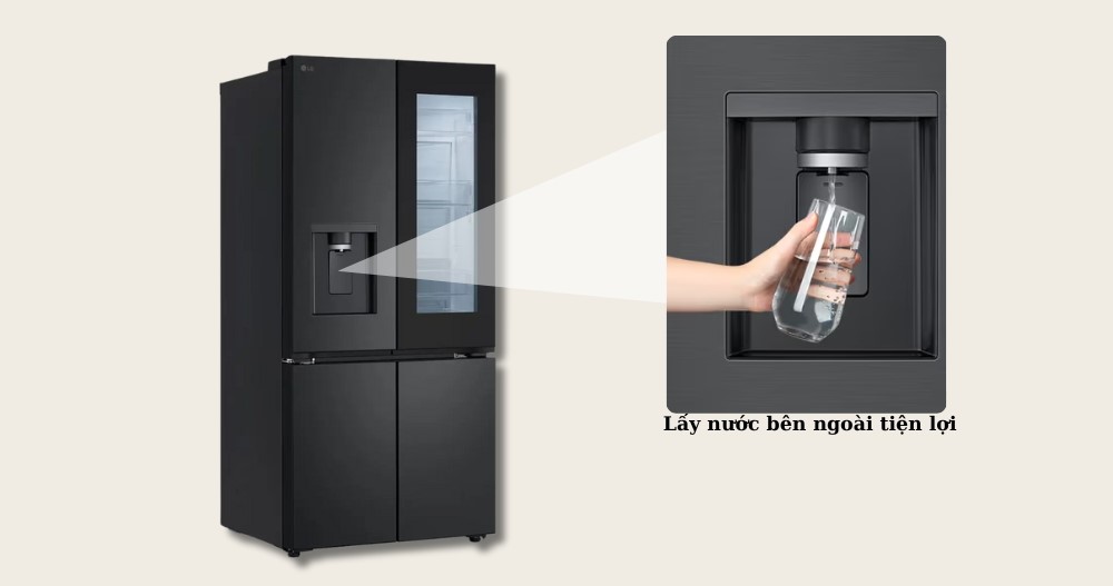 Tủ lạnh LG LFD58BLMAI có thể lấy nước bên ngoài