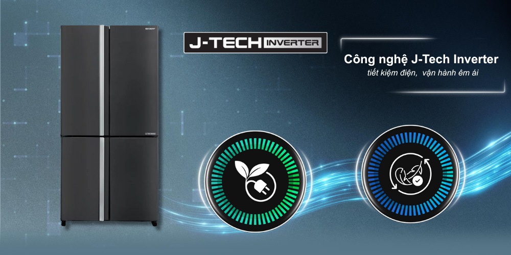 Tủ Lạnh SJ-FX650V-MK tiết kiệm điện J-Tech Inverter