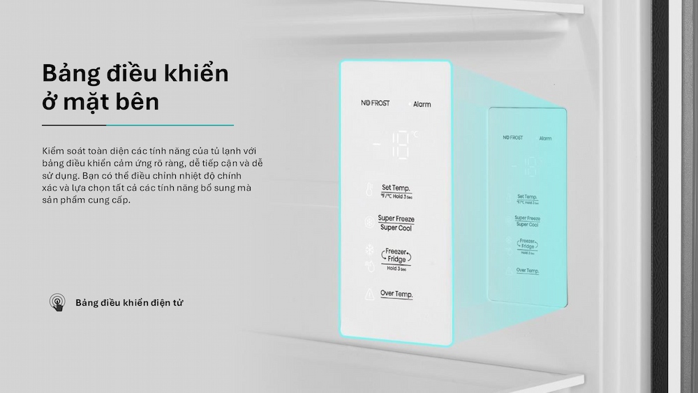 Bảng điều khiển cảm ứng bên trong tủ đông Hisense