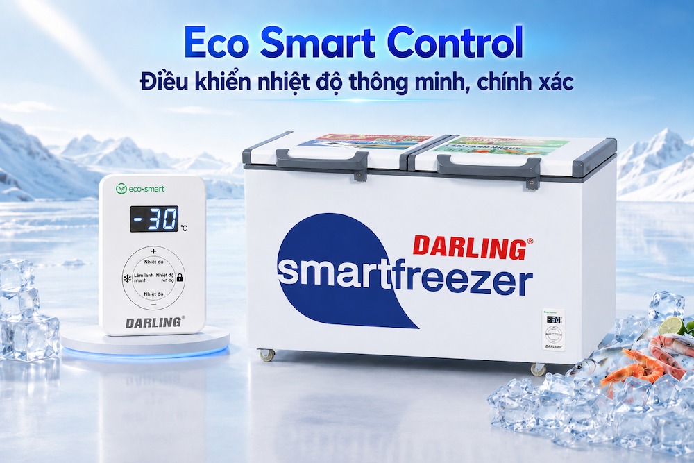 Bảng điều khiển cảm ứng Eco Smart Control trên tủ đông Darling DMF-3699WS