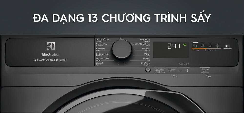 Bảng điều khiển máy sấy 8 Kg EDH803J5SCR với 13 chương trình sấy