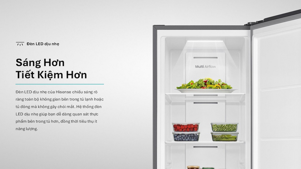 Đèn LED chiếu sáng bên trong tủ đông Hisense