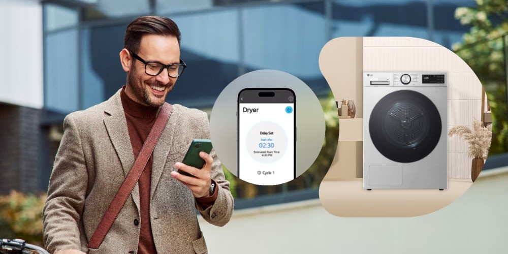 LG ThinQ điều khiển m&aacute;y sấy từ xa bằng giọng n&oacute;i