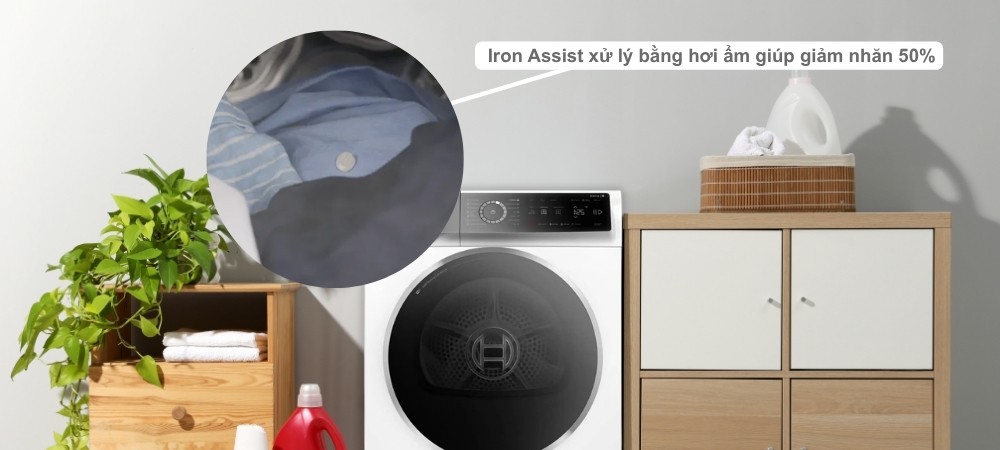 Máy Sấy WQB245B0SG Series 8 tích hợp Iron Assist giảm nhăn quần áo 50%