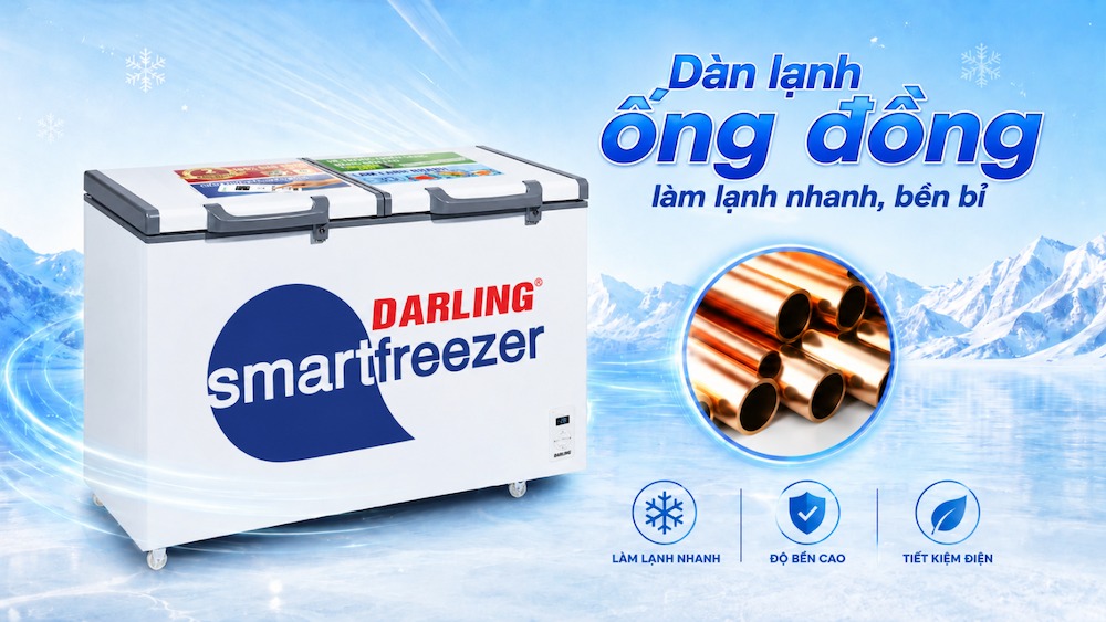 Tủ Đông 370 Lít DMF-3699WS dàn lạnh 100% ống đồng