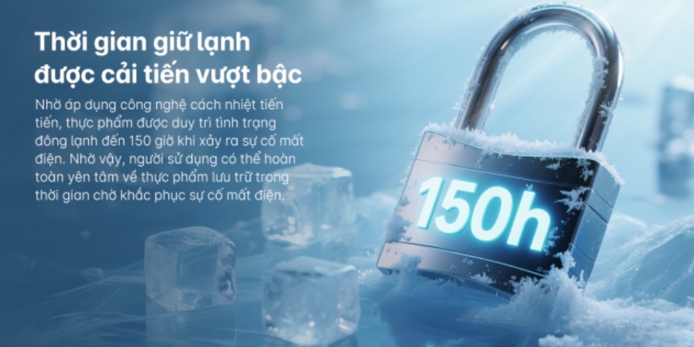 Tủ Đông Aqua AQF-C6901EN giữ lạnh lên đến 150 giờ khi mất điện