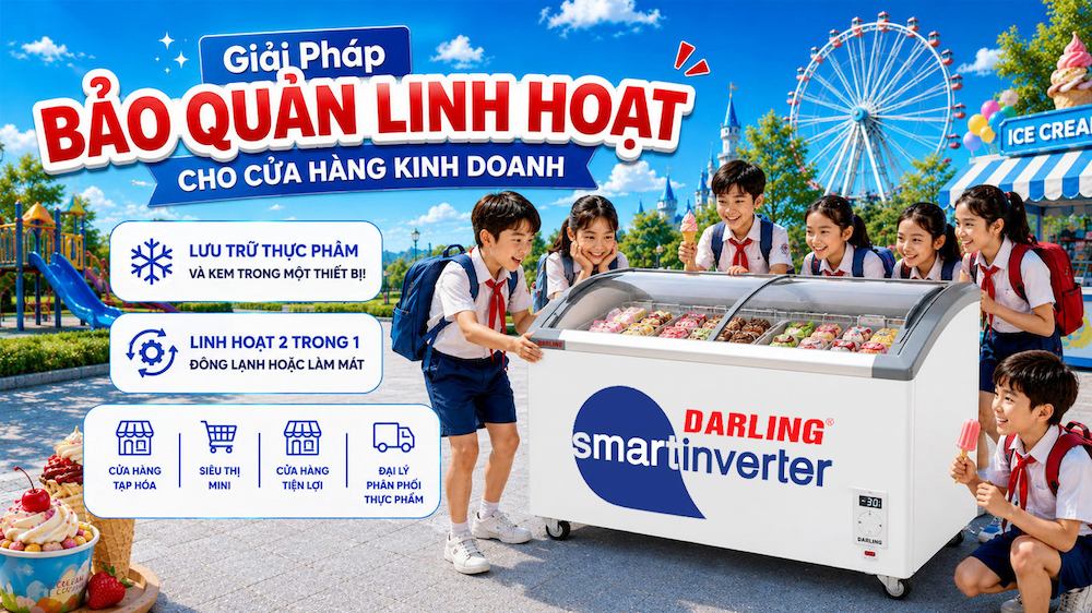 Tủ Đông Darling DMF-6079ASKI dành cho cửa hàng kinh doanh