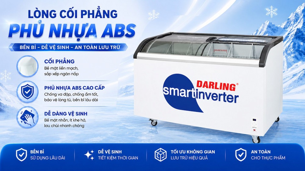 Tủ Đông Darling DMF-7079ASKI-1 lòng tủ côi phẳng phủ nhựa