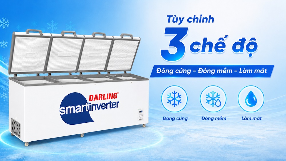 Tủ Đông Darling Inverter 2100 Lít DMF-1779ASI có 3 chế độ