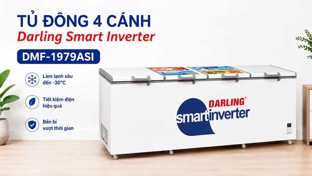 Tủ Đông Darling Inverter DMF-1979ASI có 4 cánh mở