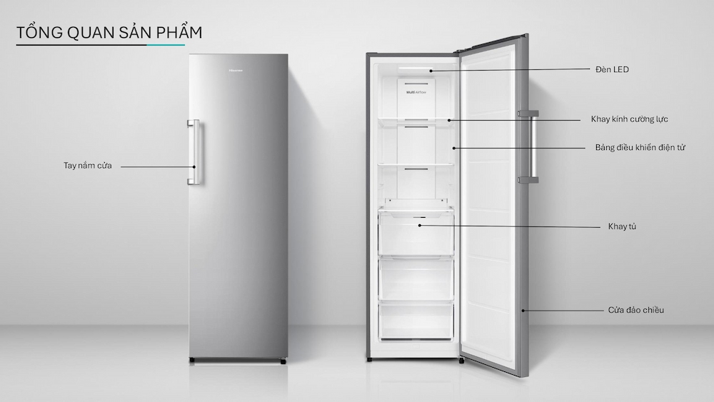 Tủ đông Hisense FU286N3SS dạng đứng 1 cửa, 1 ngăn đông