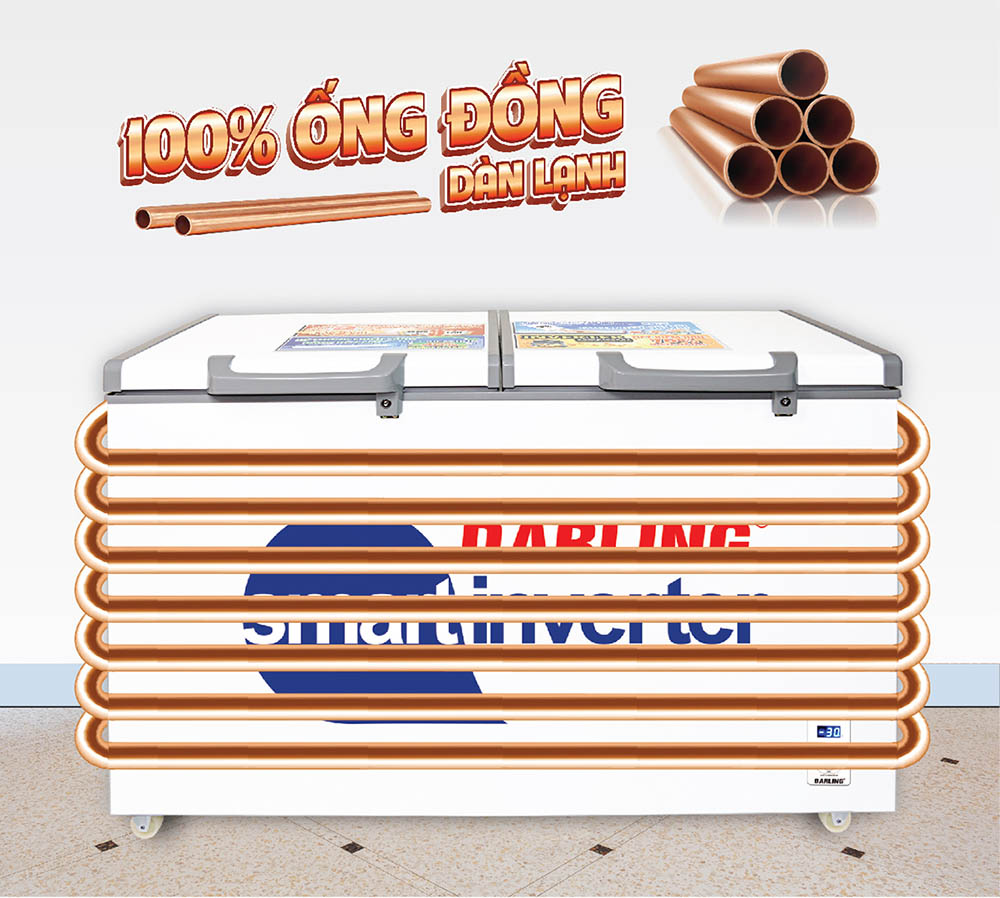Tủ Đông Mát Darling 370 Lít DMF-3699WSI có dàn lạnh đồng