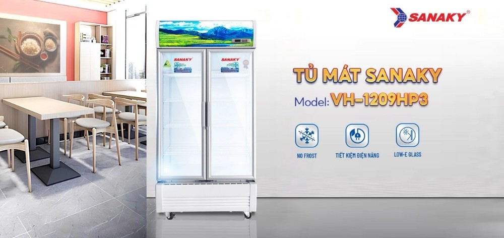 Tủ Mát VH-1209HP3 được thiết kế 2 cánh kính mở sang trọng