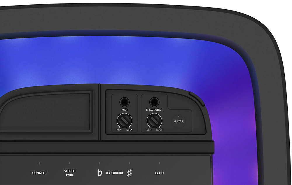 Về trải nghiệm karaoke, loa hỗ trợ cổng micro 6.3mm và ngõ vào guitar