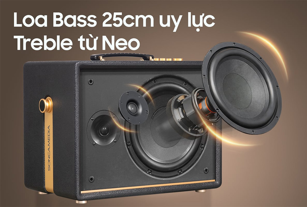 Loa Bass uy lực kết hợp với Treble từ Neo loa Karaoke di động Acnos D'Auris 200 màu đen