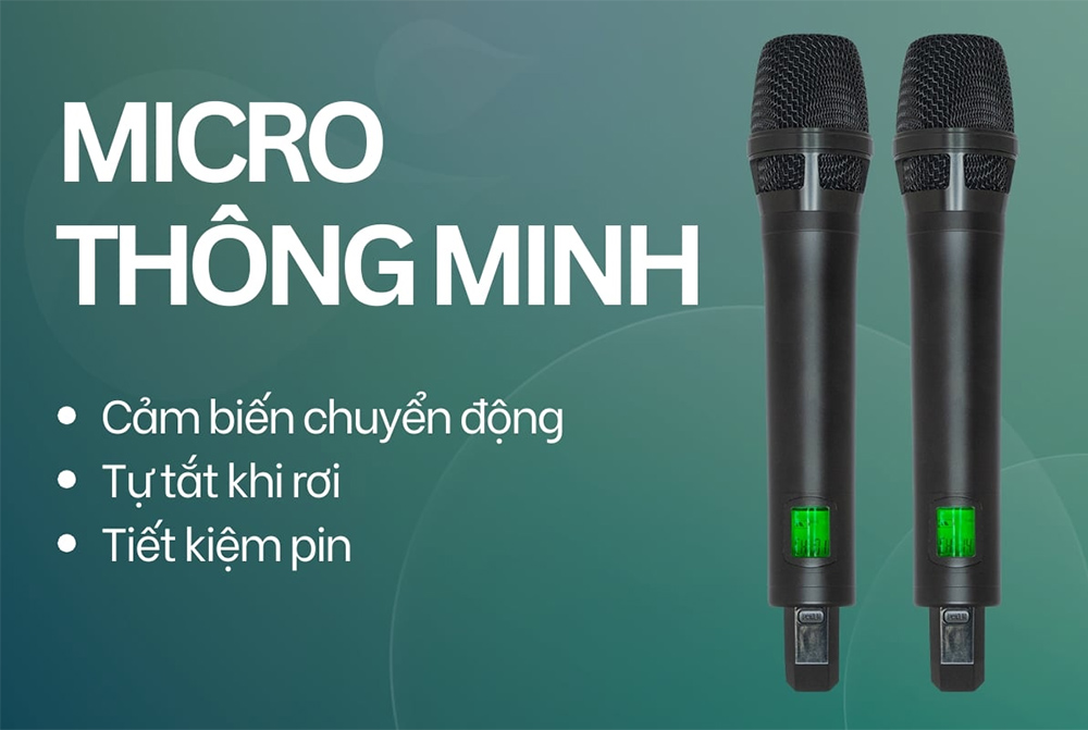 Đi kèm micro loa Karaoke di động Acnos Flac 36 ULTIMATE màu đen