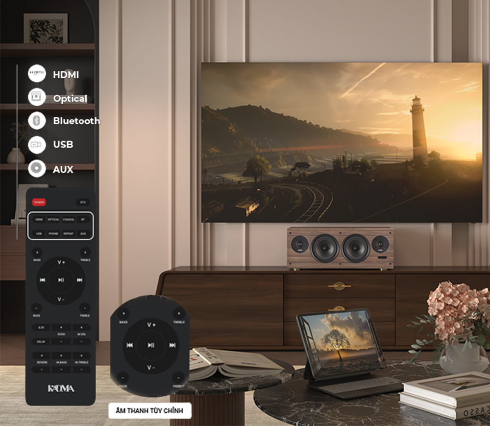 Đi kèm chiếc remote điều khiển từ xa tiện lợi