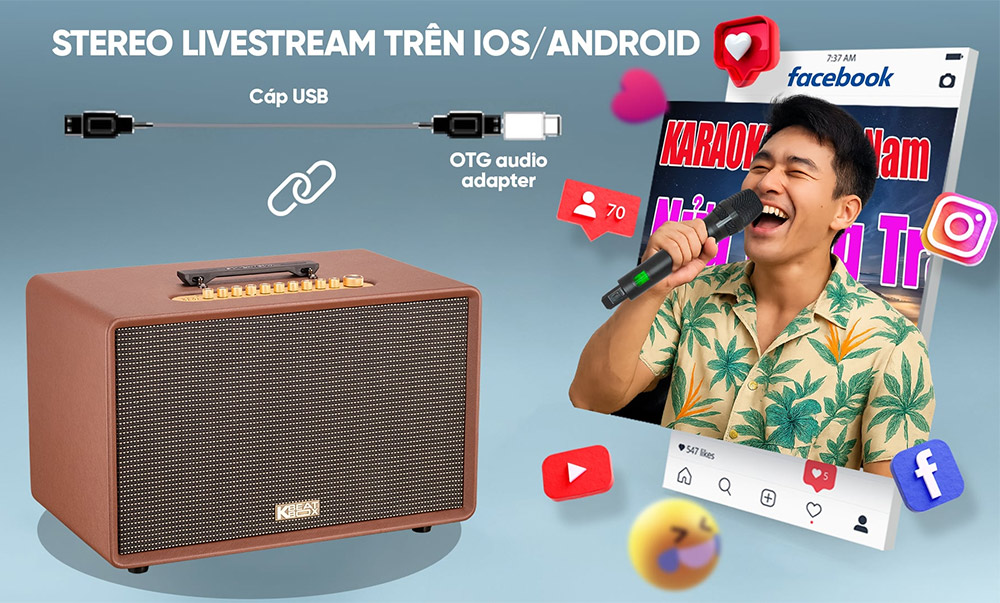 Stereo livestream loa Karaoke di động Acnos Flac 36 ULTIMATE màu đen