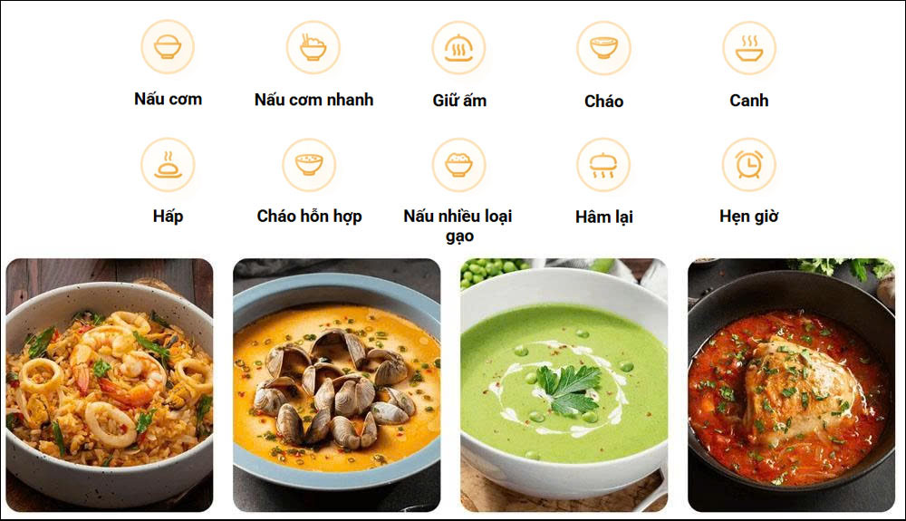 Nồi Cơm Điện Xiaomi Multifunctional Rice Cooker chế biến đa dạng món ăn 