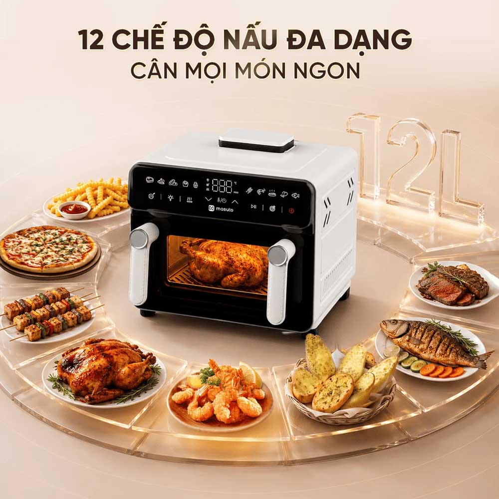 Nồi Chiên Không Dầu Masuto MSPPrimeAir trang bị 12 chương trình nấu