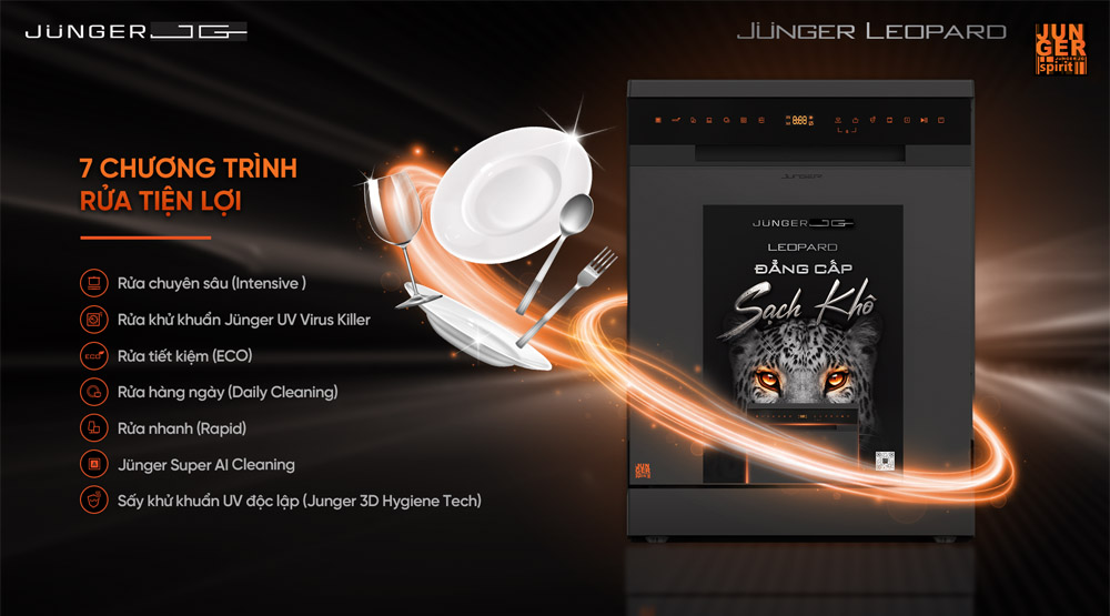 Máy rửa bát DWJ-183-VG tích hợp 7 chương trình rửa đa dạng