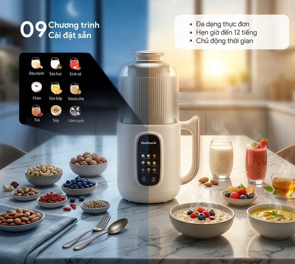 Máy Làm Sữa Hạt Đa Năng BlueStone SMB-7327 tích hợp 9 chương trình