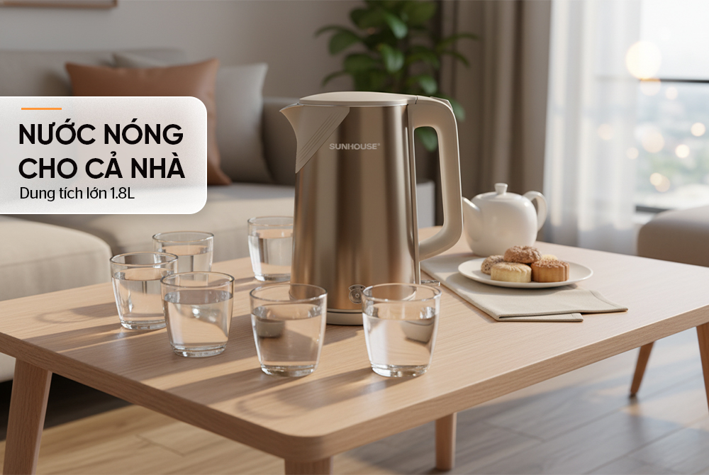 Dung tích lớn 1.8L đáp ứng nhu cầu của cả gia đình