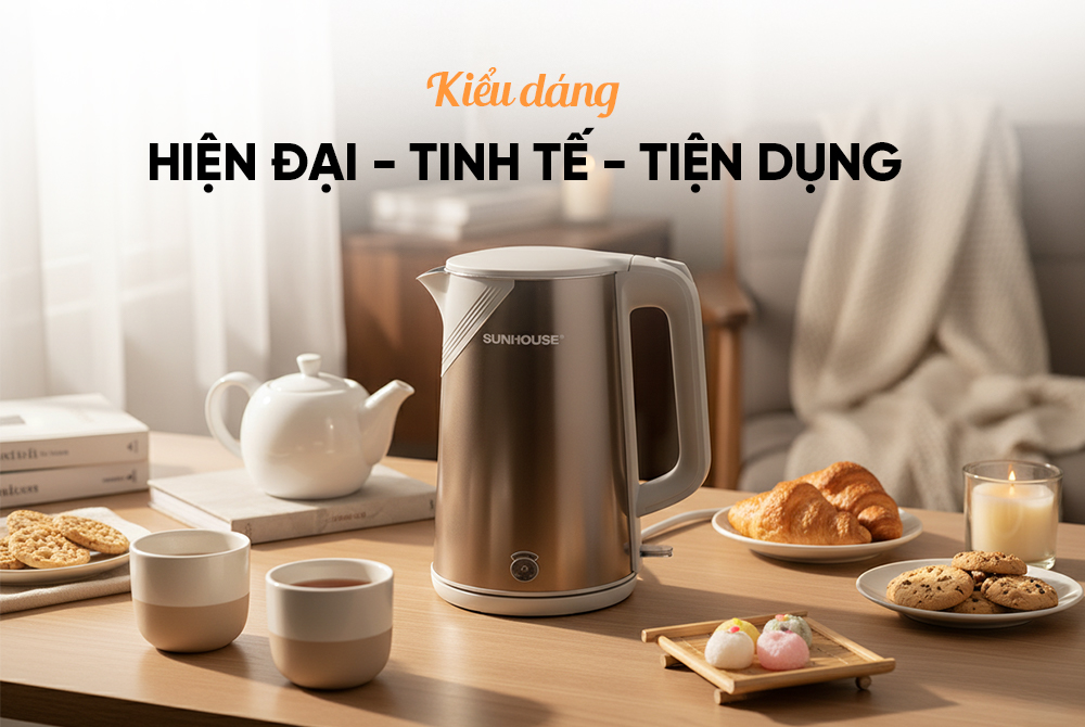 Ấm Siêu Tốc Inox 3 Lớp 1.8 Lít Sunhouse SHD1377
