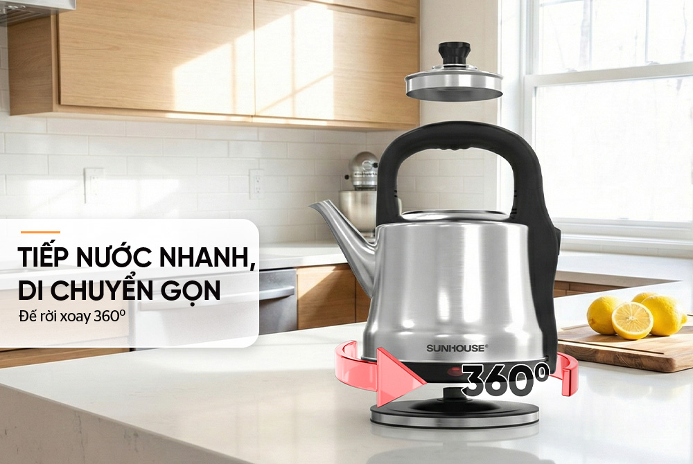 am sieu toc inox 5 lit sunhouse shd1403 trang bi de roi xoay 360 do