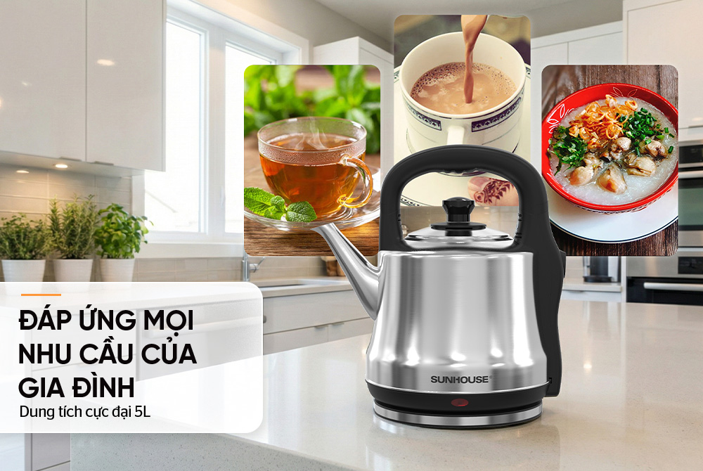 Dung tích 5L đáp ứng nhu cầu sử dụng nước nóng của gia đình
