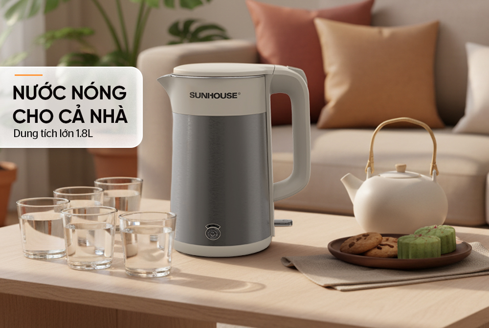 Dung tích lớn 1.8L đáp ứng nhu cầu của cả gia đình