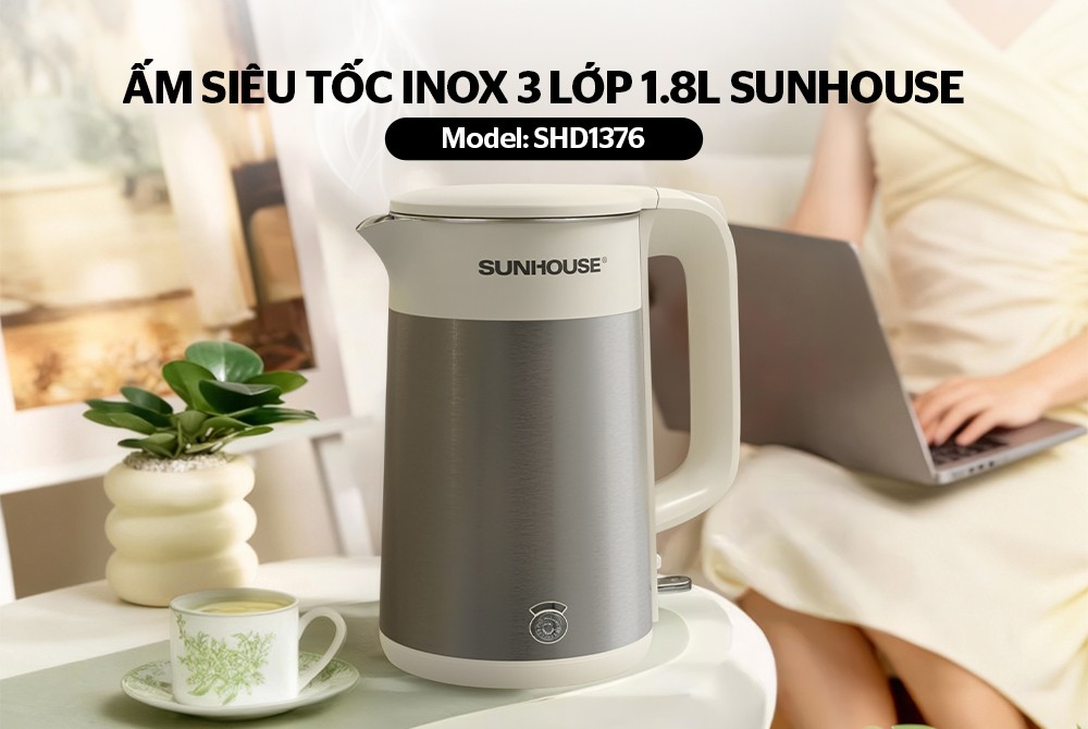 Ấm Siêu Tốc Inox 3 Lớp Sunhouse SHD1376 đảm bảo an toàn khi sử dụng