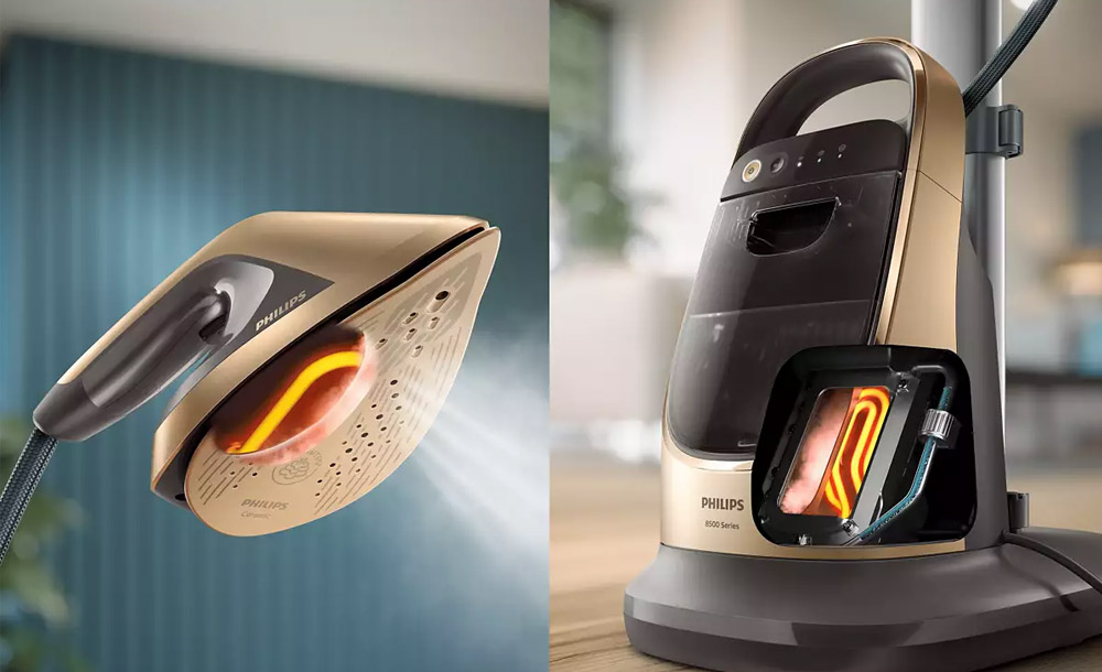 Công nghệ Dual Heating tạo hơi mạnh, làm phẳng nhanh nếp nhăn cứng đầu