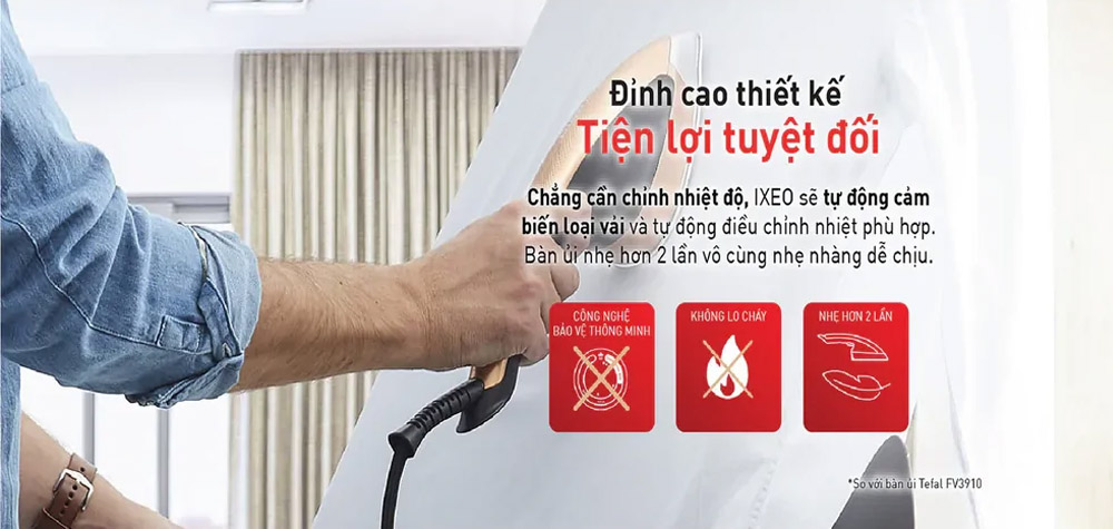 Tefal IXEO Power QT2020E0 tự động điều chỉnh nhiệt độ phù hợp khi ủi 