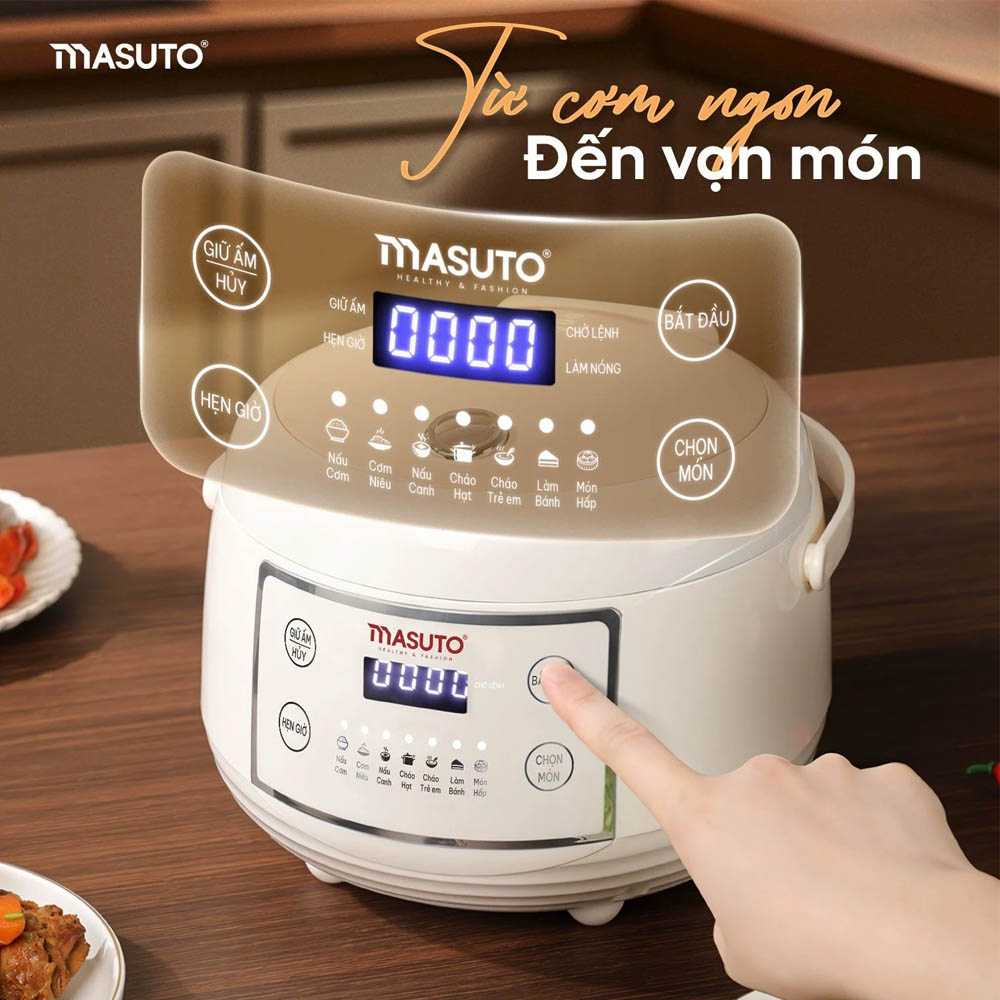 Masuto MSCookerAI 1.5 Lít trang bị bảng điều khiển cảm ứng tiếng Việt