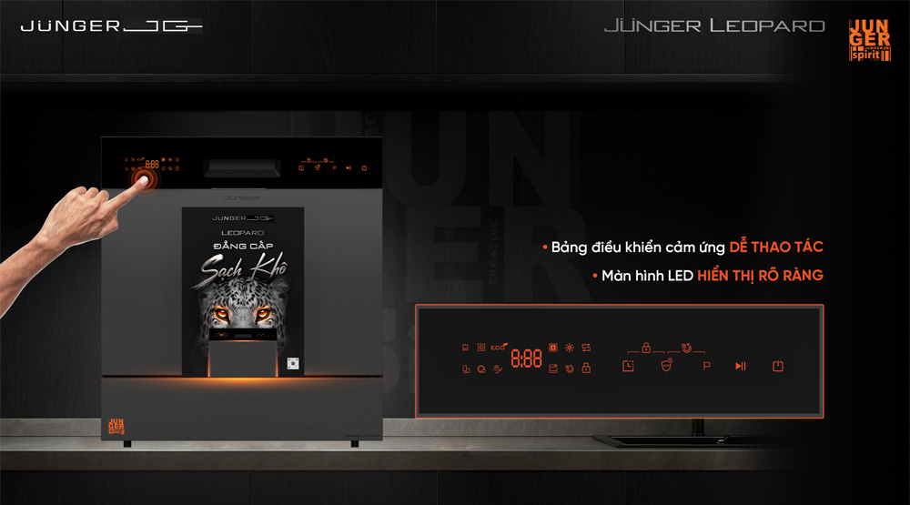 Máy Rửa Bát Leopard DWJ-136-VG trang bị màn hình LED trực quan 