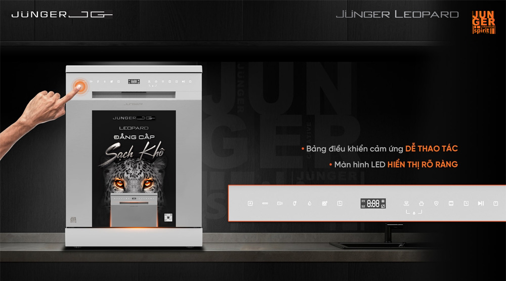 Máy rửa bát Junger DWJ-140 điều khiển cảm ứng