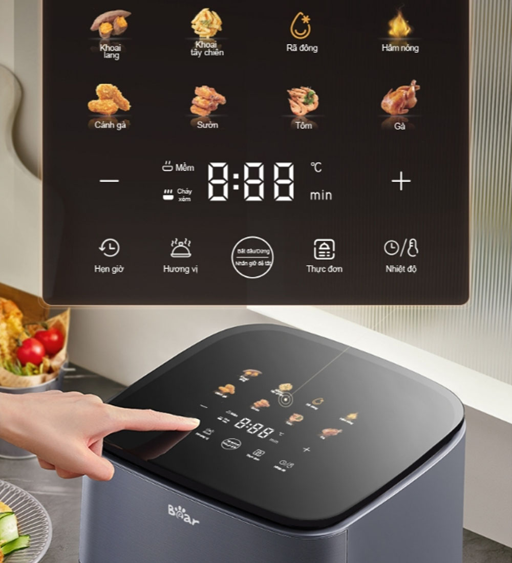 Nồi Chiên Không Dầu Bear AF-4H16K 6 Lít sử dụng bảng điều khiển cảm ứng