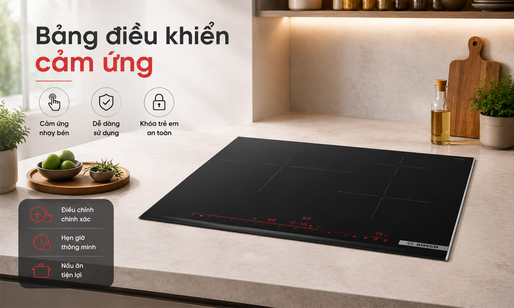 Dễ dàng thao tác với Bếp Điện Từ Bosch PID675DC1E Series 8 