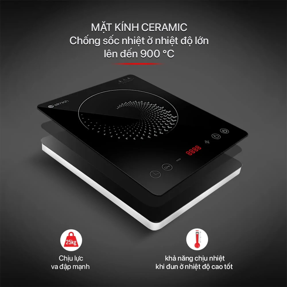 Mặt kính ceramic chịu lực, chịu nhiệt, dễ dàng vệ sinh, lau chùi