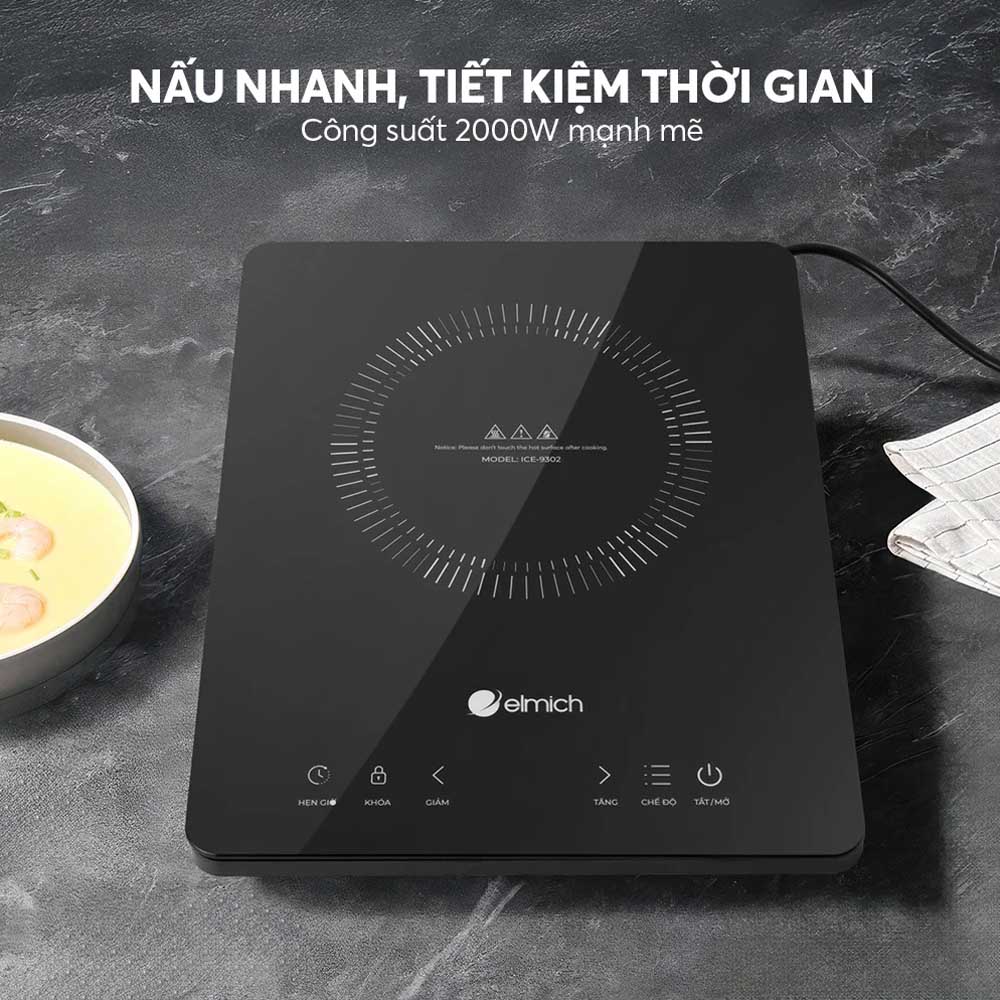 Công suất 2000W gia nhiệt nhanh chóng, tiết kiệm điện năng