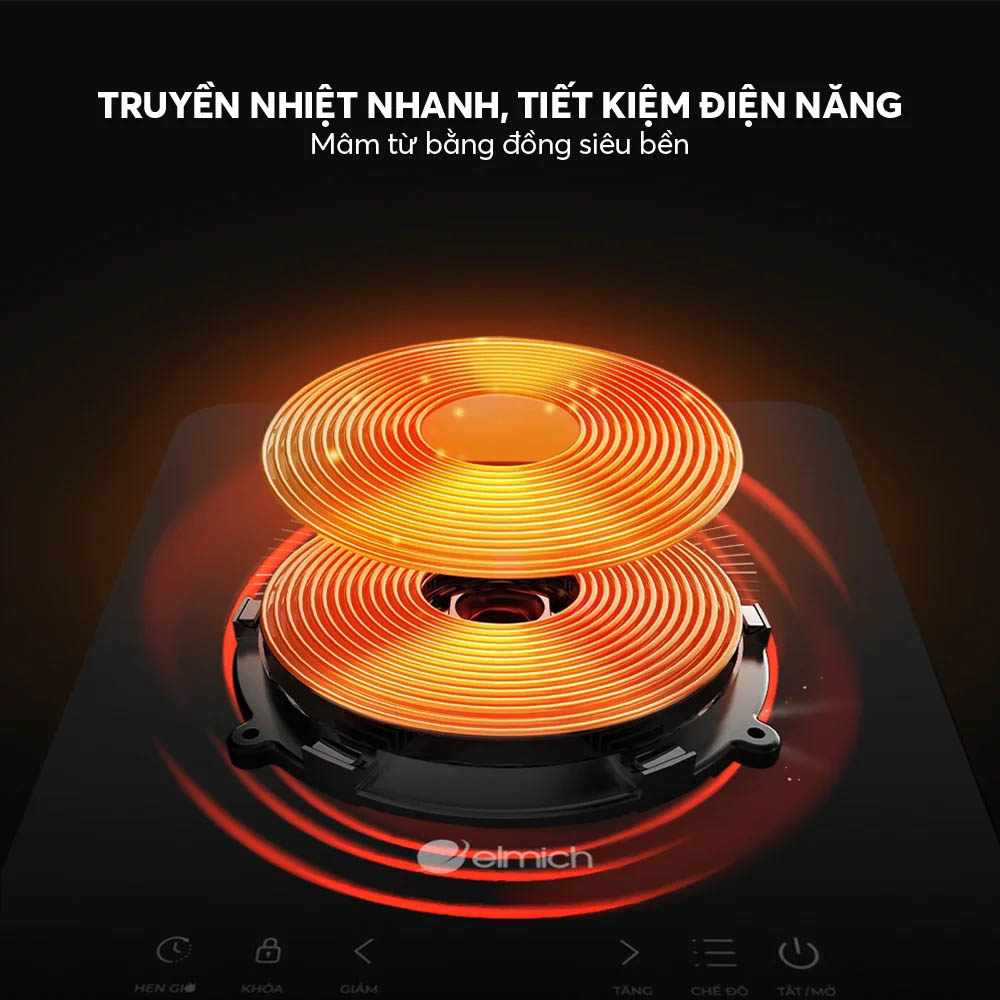 Mâm từ thiết kế dạng kép đôi, làm gia tăng tốc độ đun sôi sản phẩm