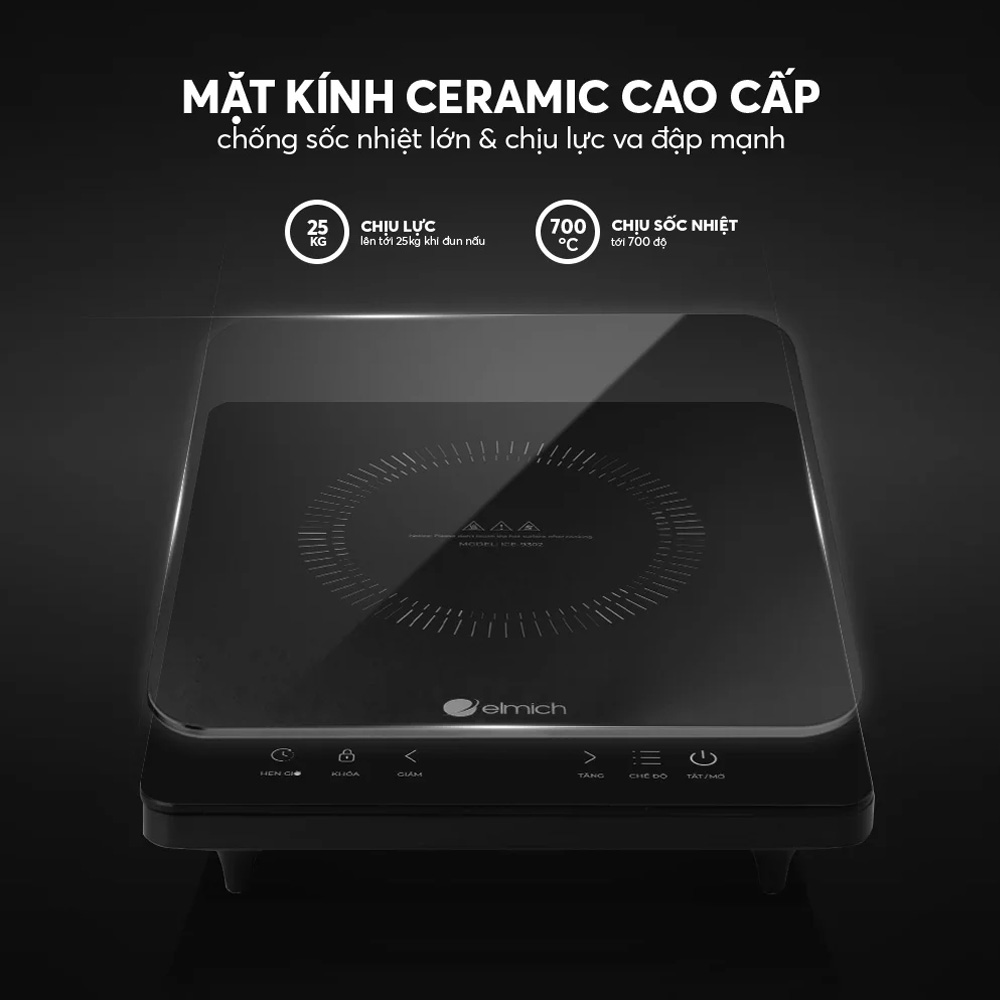 Mặt kính Ceramic chịu lực, chịu nhiệt, dễ dàng vệ sinh, lau chùi