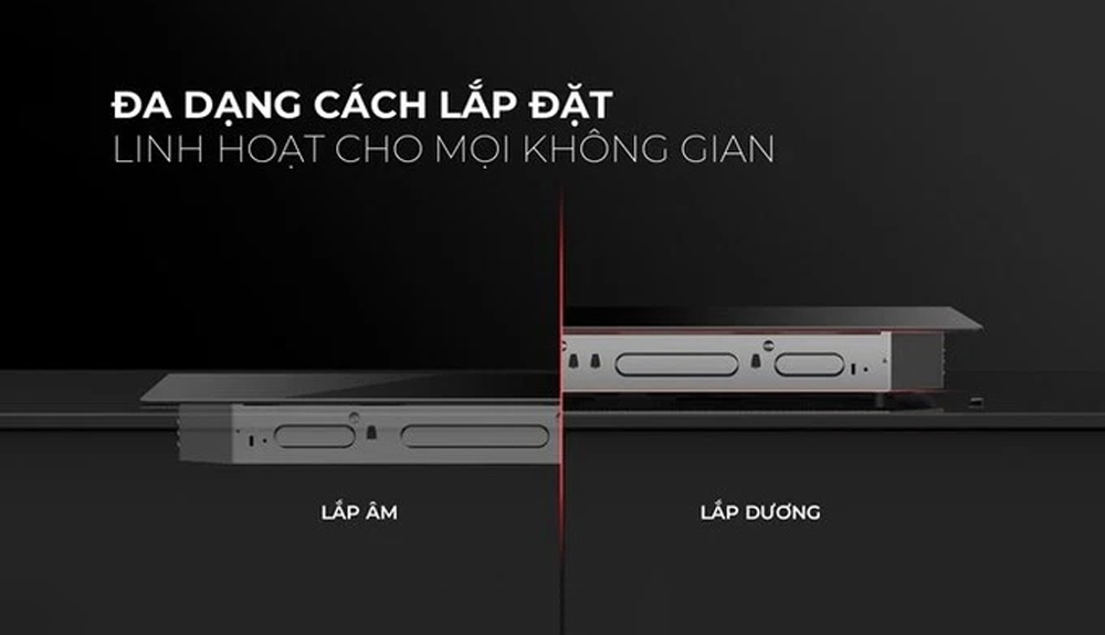 2 tùy chọn lắp đặt giúp linh hoạt lựa chọn theo thiết kế sẵn có