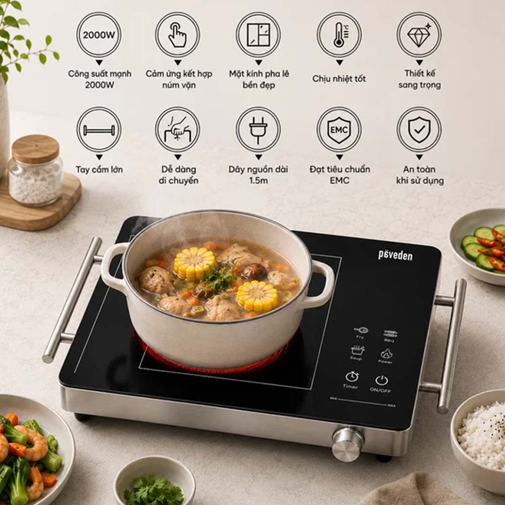 Bếp Hồng Ngoại Đơn Paveden Signature PIC-236H hỗ trợ chế biến đa dạng