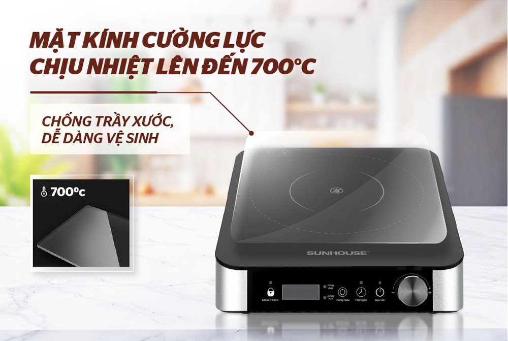 Mặt kính cường lực siêu bền, chịu nhiệt lên đến 700°C