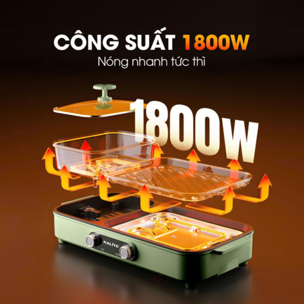 Công suất 1800W gia nhiệt nhanh, tiết kiệm thời gian