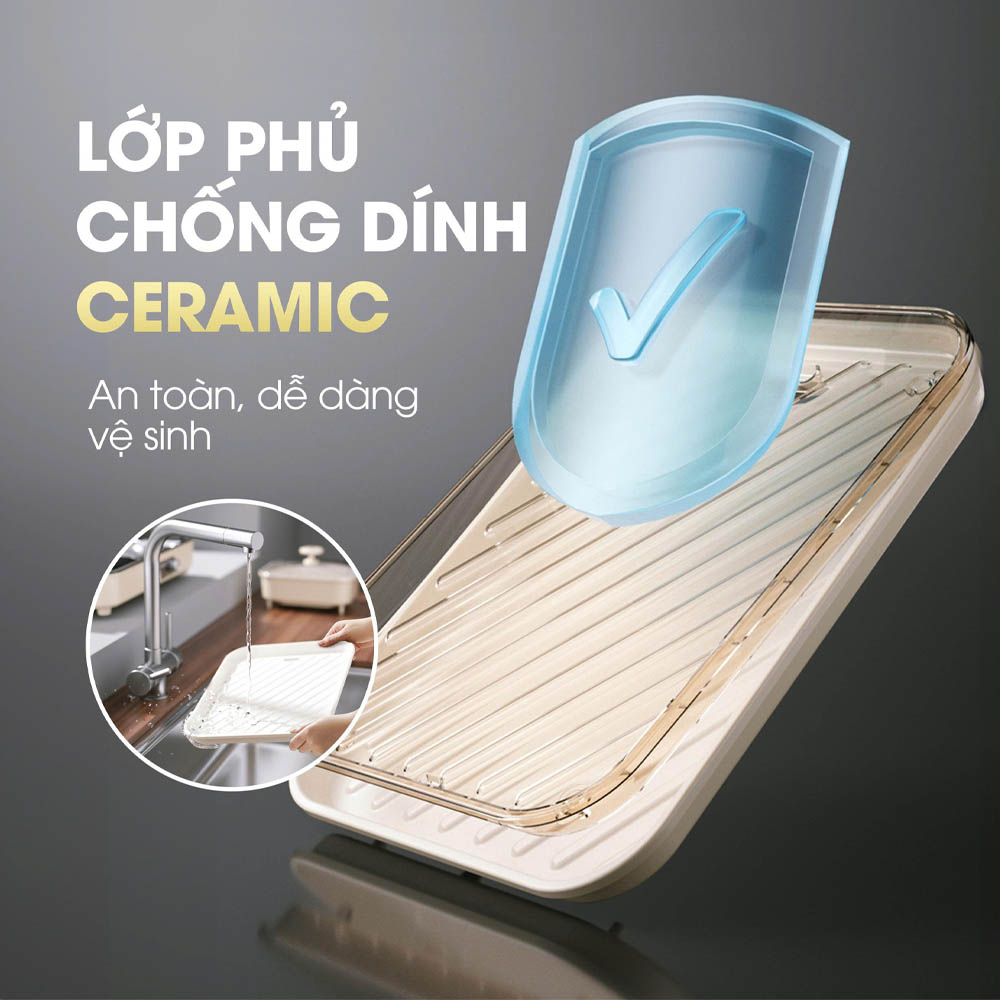 Khay nướng phủ chống dính dễ vệ sinh, an toàn cho sức khỏe