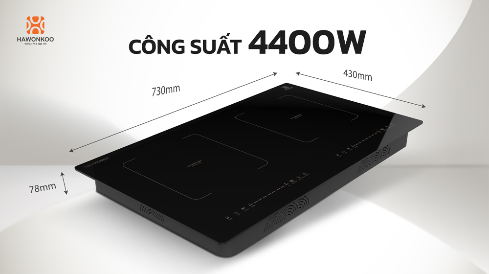 Tổng công suất 4400W, nấu nhanh, tiết kiệm thời gian cho người nội trợ